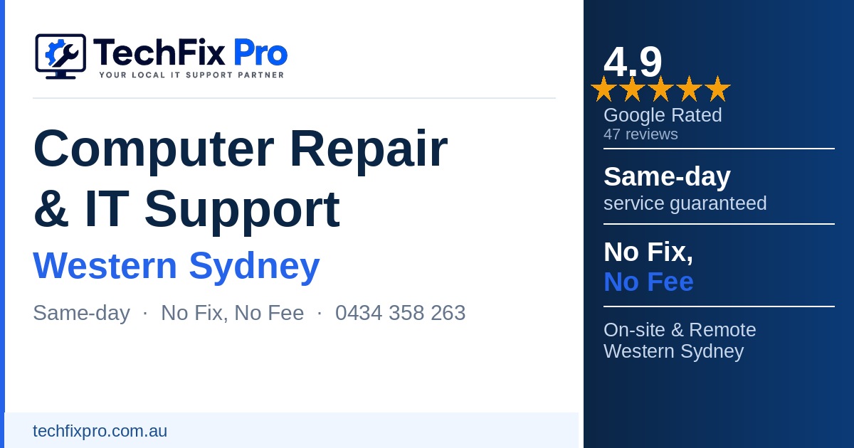TechFix Pro – Computer Repair & IT Support Western Sydney